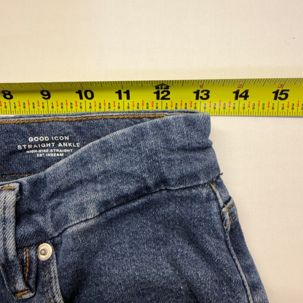 Good American Good Icon Straight Ankle Jeans 6 28 High Rise Medium Wash Womens - Picture 9 of 11